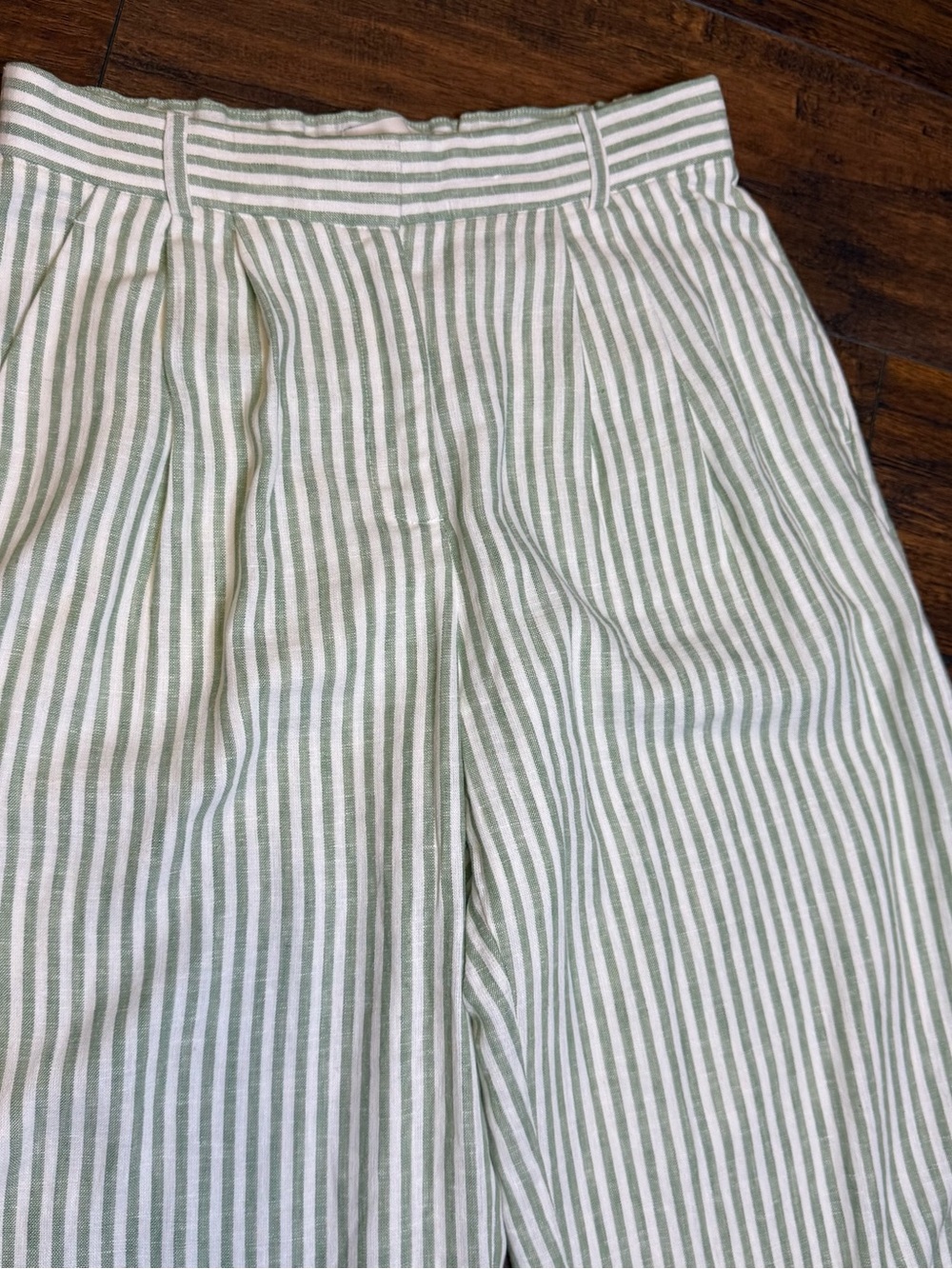 Abercrombie & Fitch Sage-Striped Linen Blend Wide-Leg Pants Size 6/28 - Picture 10 of 16